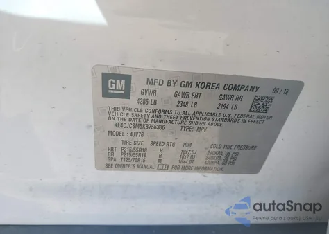 2019 Buick Encore Fwd Essence z USA, uszkodzony, nr VIN KL4CJCSM5KB756386